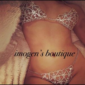 NWT 2 set gold sexy rhinestone bridal hearts luxe crystal diamond luxury bridal